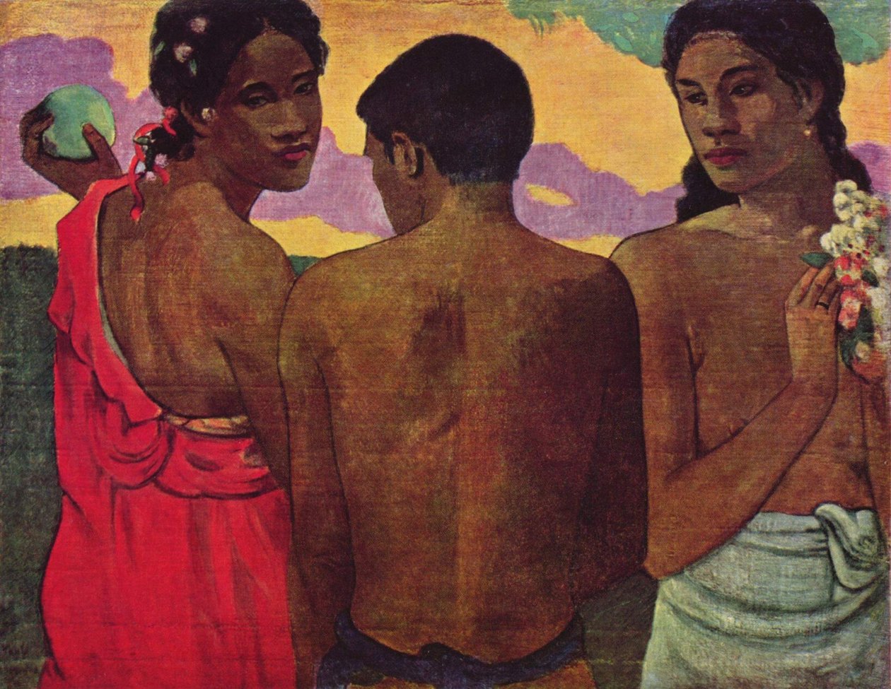 French: Trois Tahitiens, ou Conversation Three Tahitians - Paul Gauguin