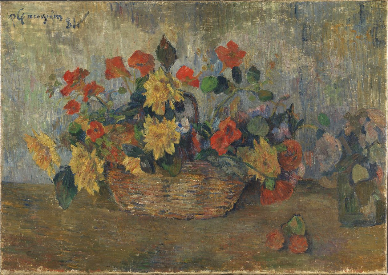 Capucines et dahlias dans un panier - Paul Gauguin