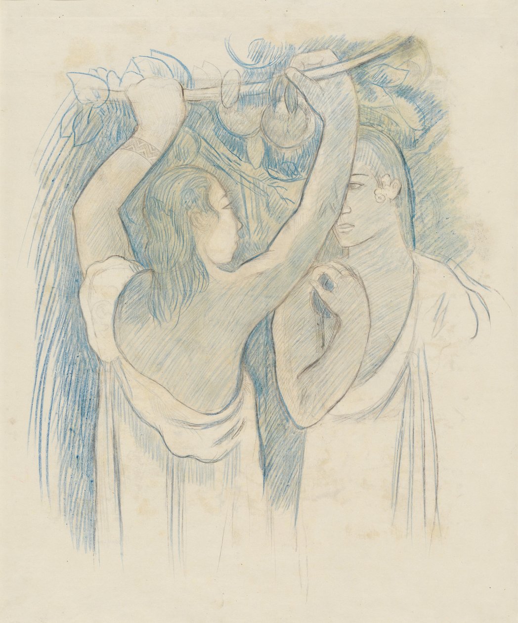 Deux Tahitiens cueillant des fruits [verso] - Paul Gauguin