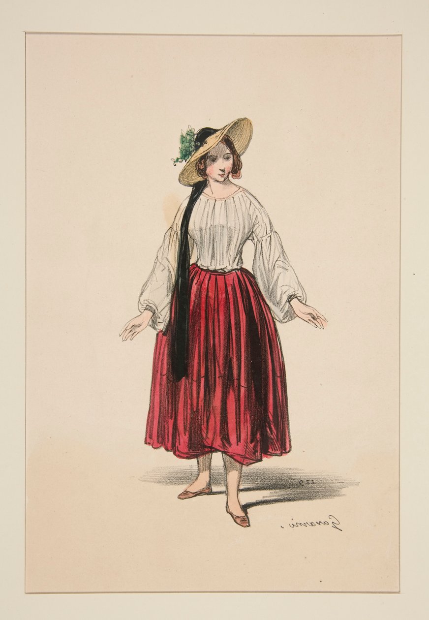 Bergère. Chapeau de paille garni de velours. - Paul Gavarni