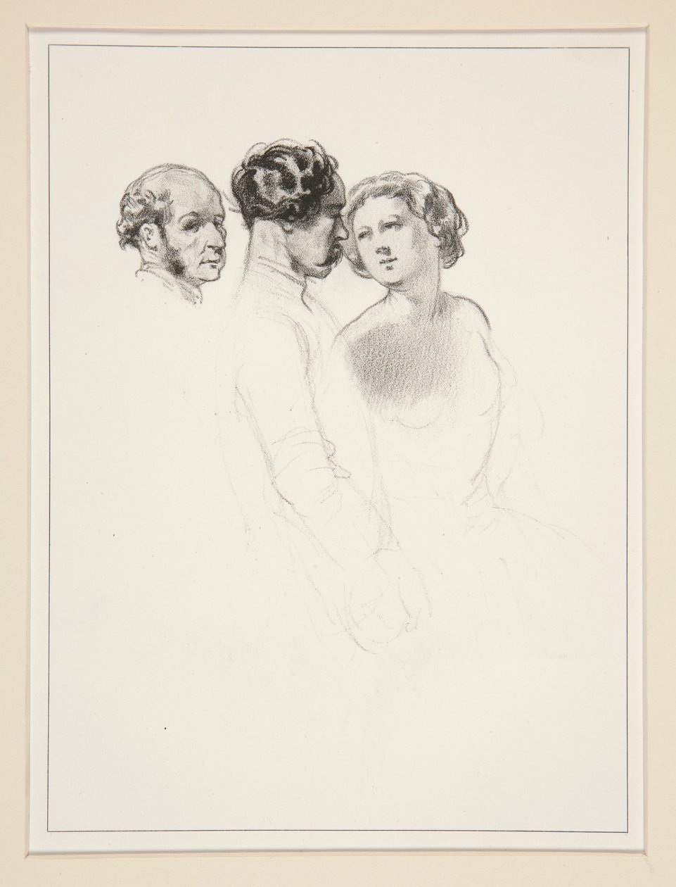 Étude de figure; Groupe de trois figures - Paul Gavarni