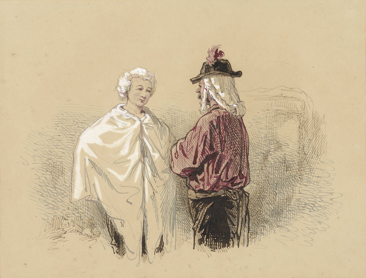 Deux hommes en conversation - Paul Gavarni