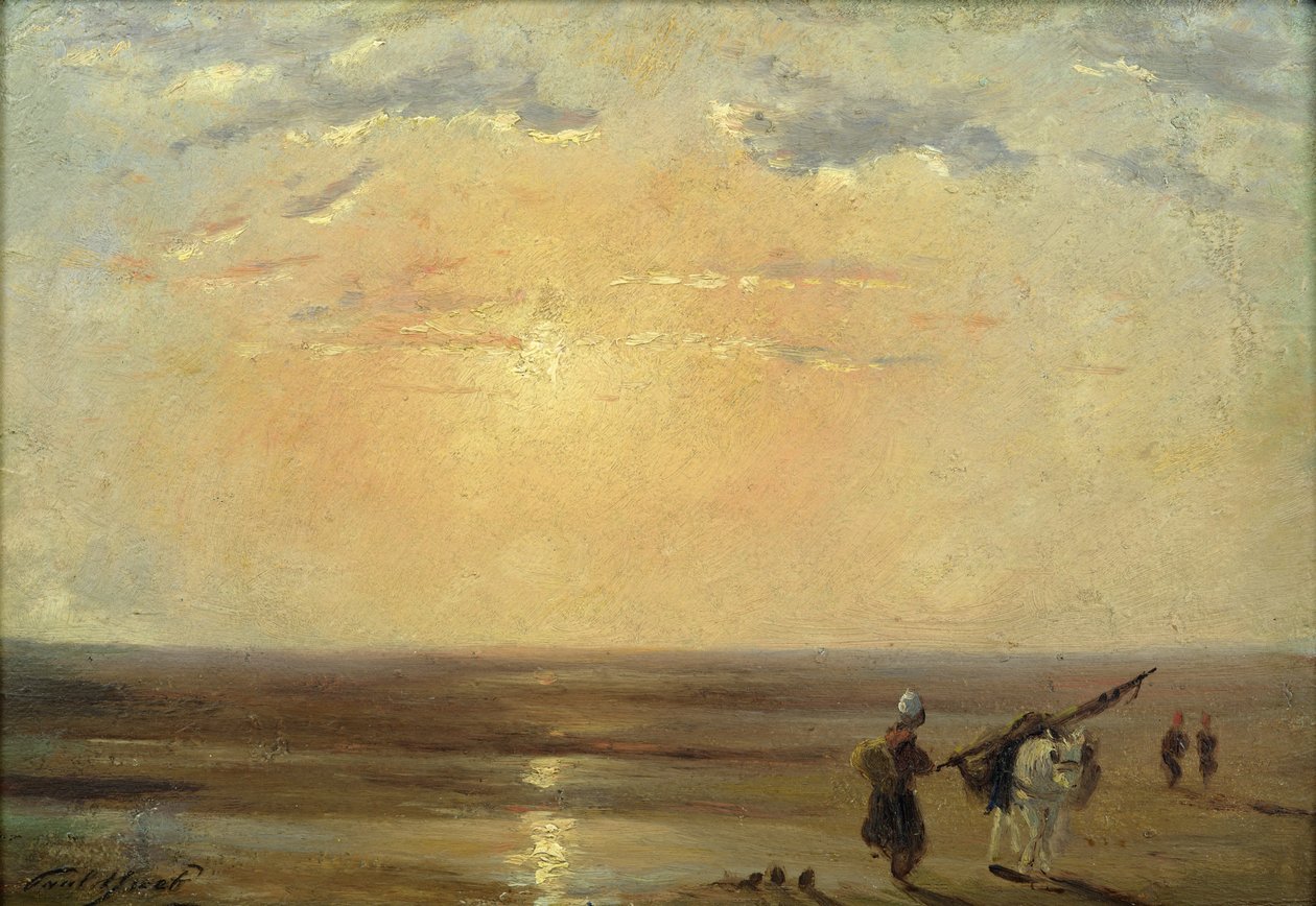 La plage de Trouville au coucher du soleil - Paul Huet