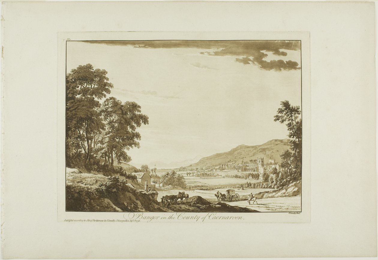 Bangor dans le comté de Caernarvon - Paul Sandby