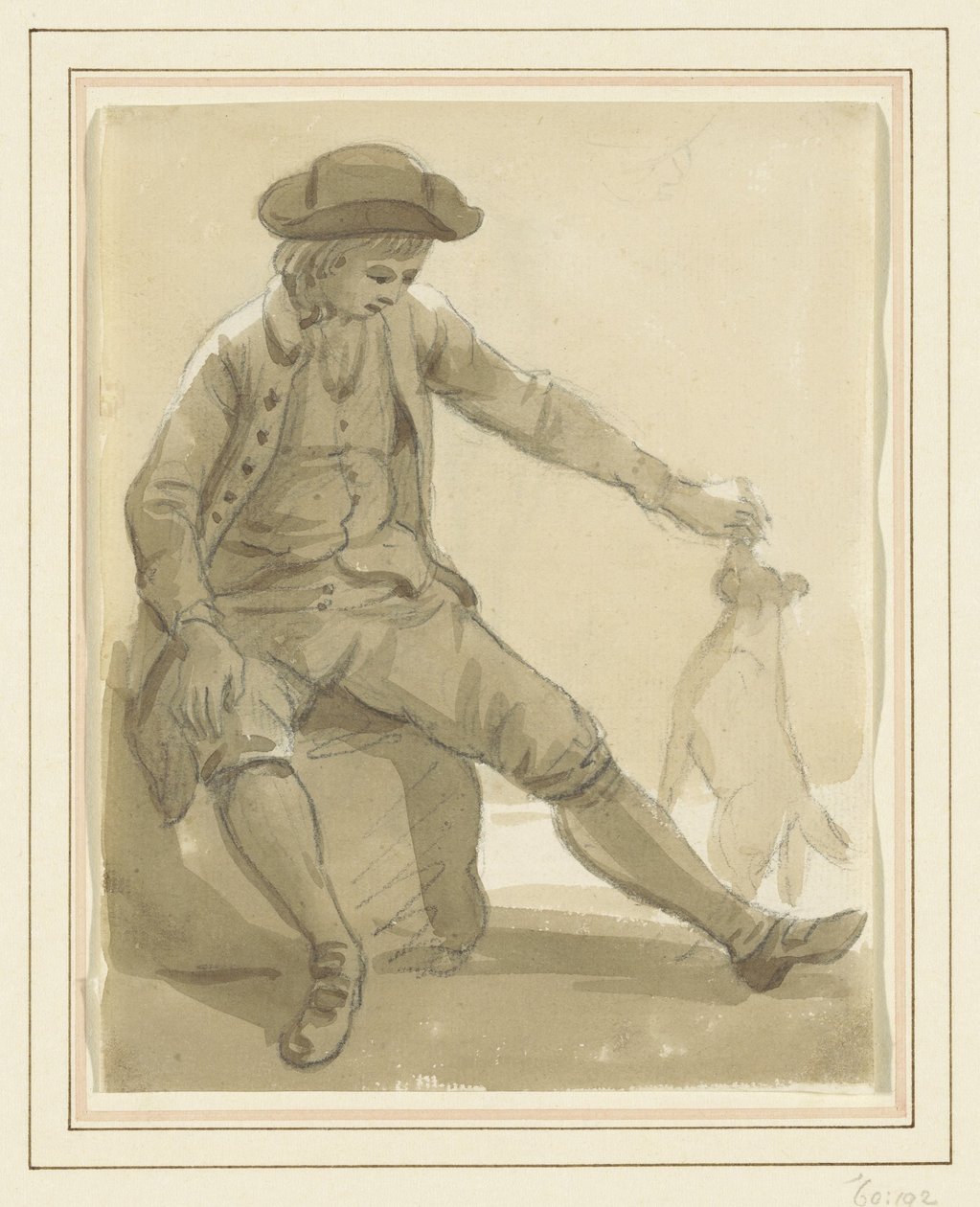 Garçon jouant avec un chien - Paul Sandby