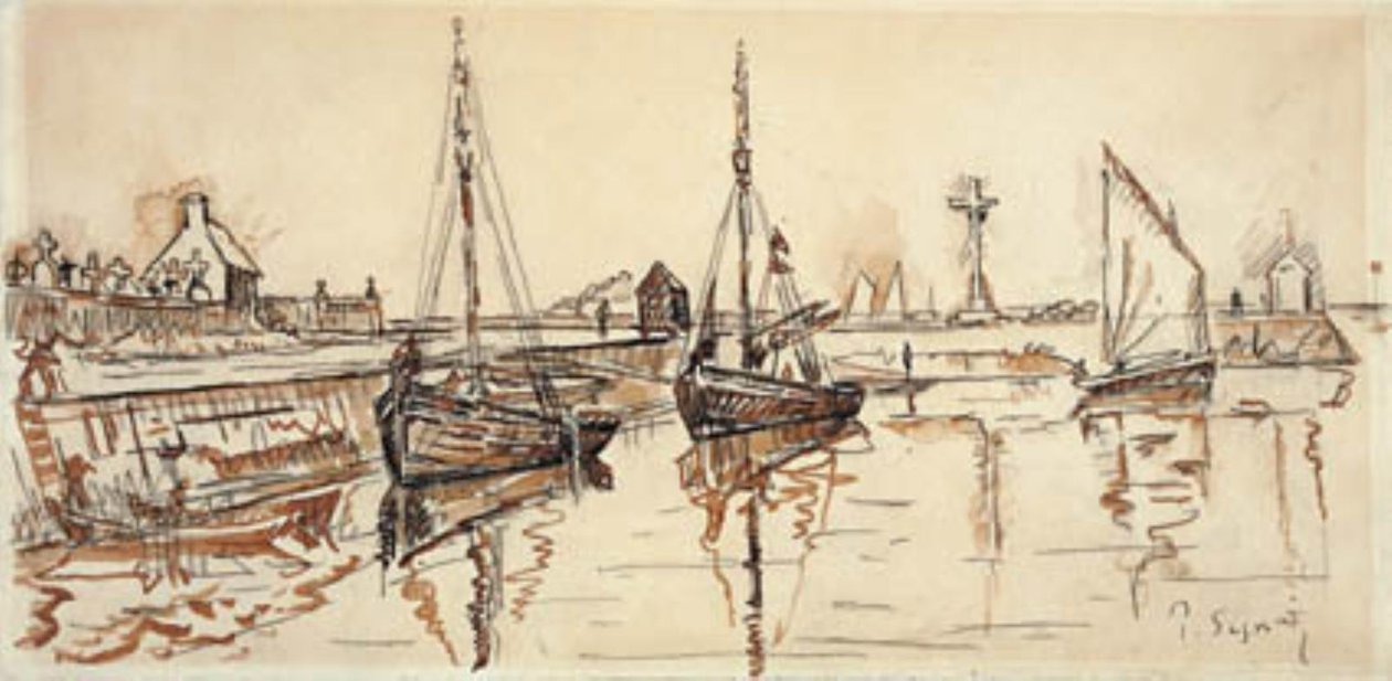 Voiliers dans le port de Barfleur - Paul Signac