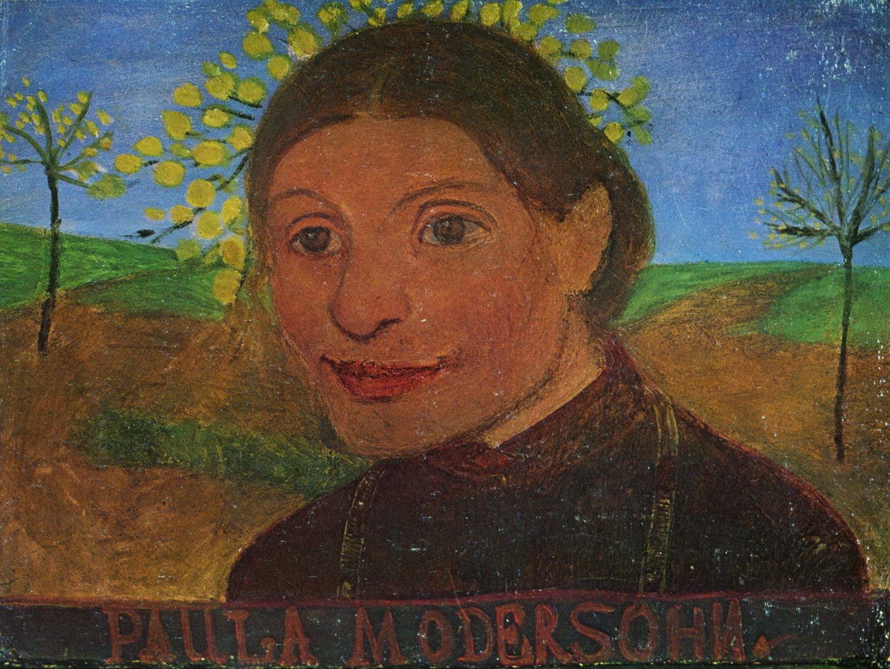 Autoportrait devant des arbres en fleurs - Paula Modersohn Becker