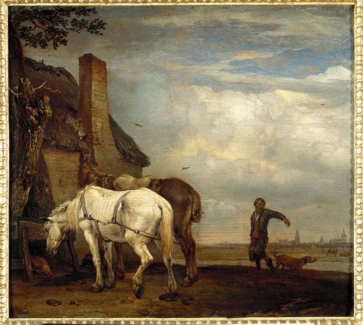 Deux chevaux devant une cabane de paysan - Paulus Potter
