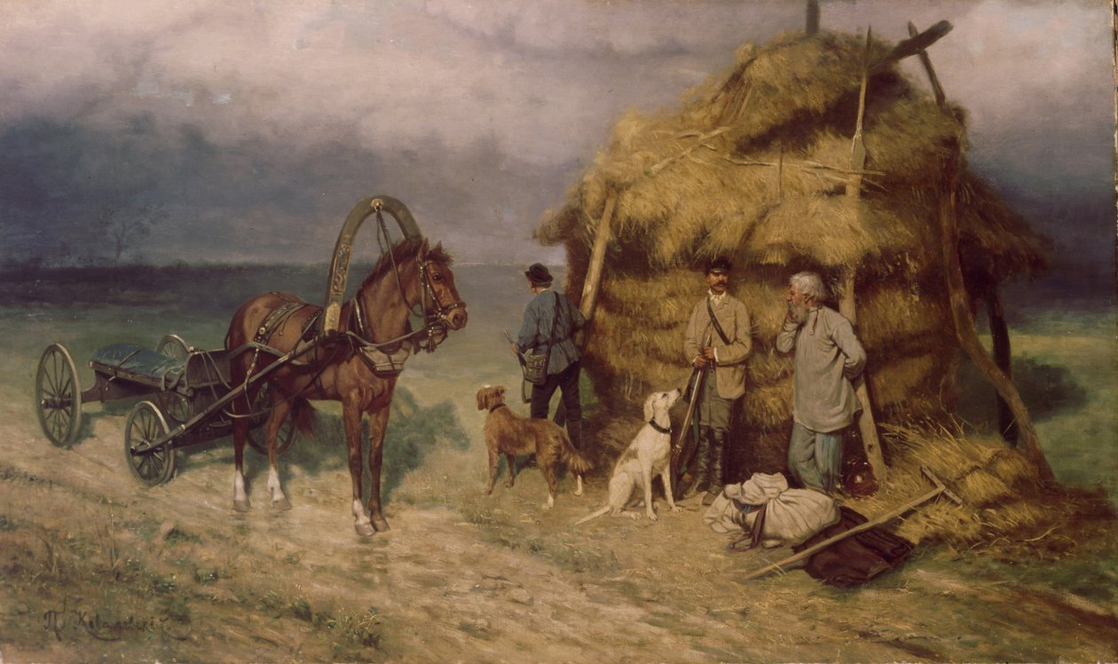 Chasseurs pris dans une tempête - Pavel Osipovich Kovalevsky