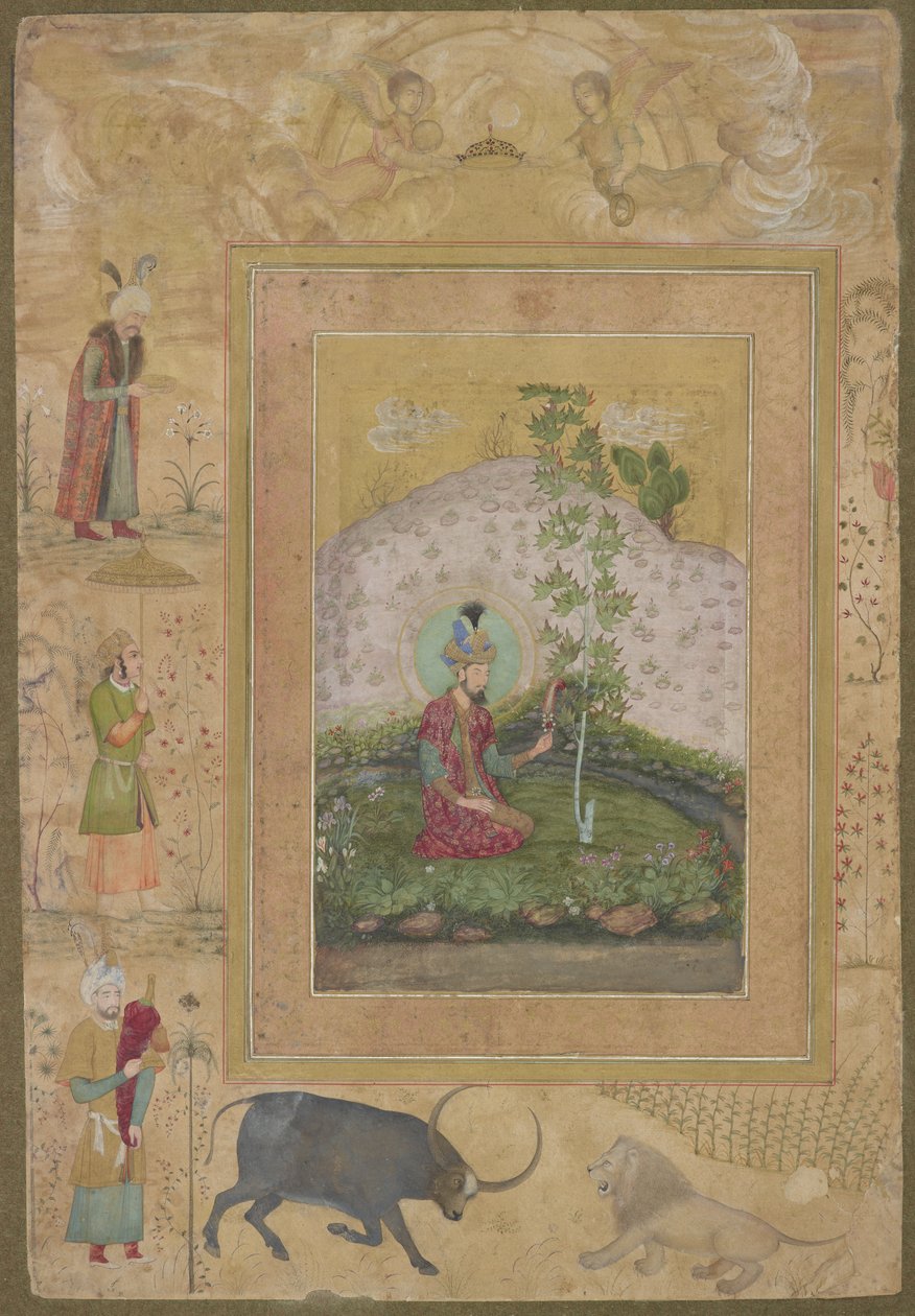 Humayun assis dans un paysage, de l