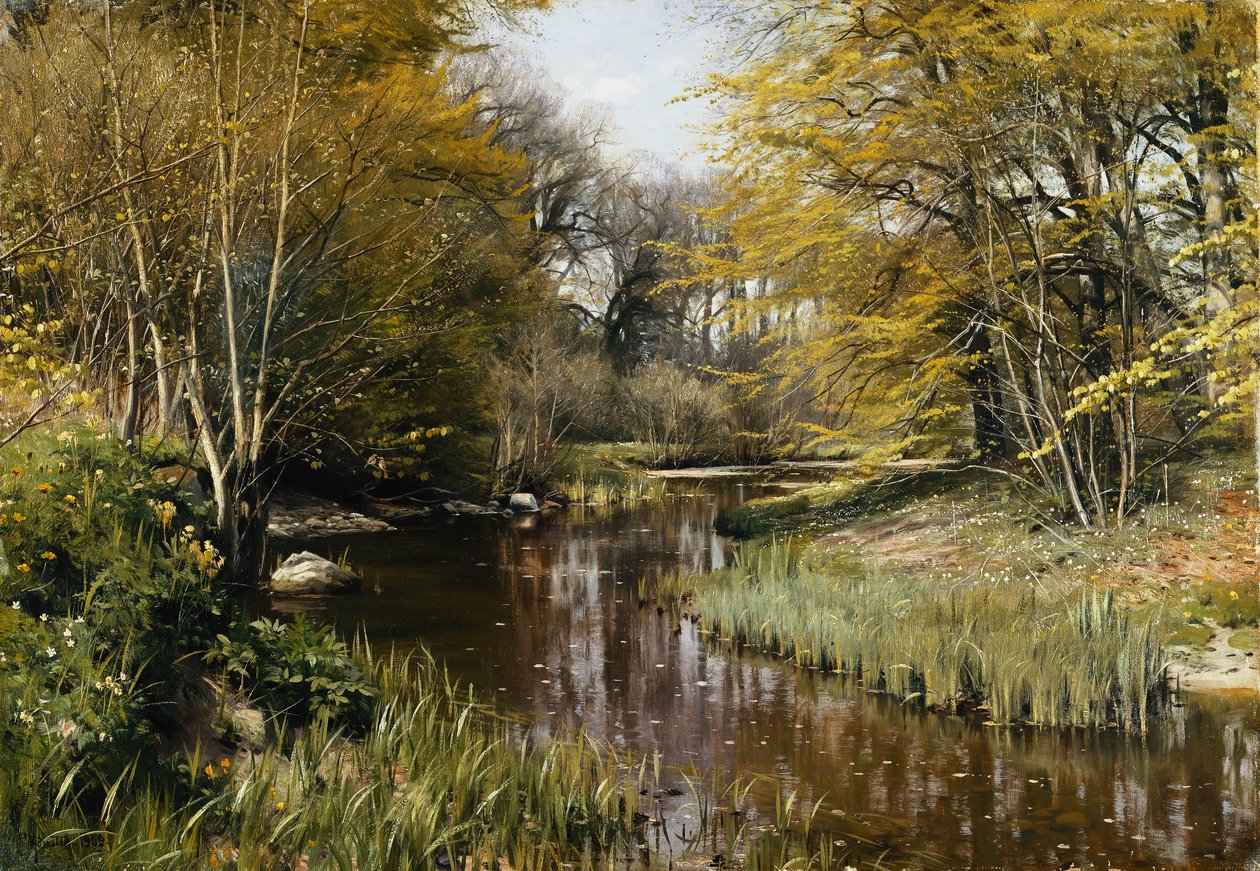 Paysage fluvial boisé - Peder Monsted