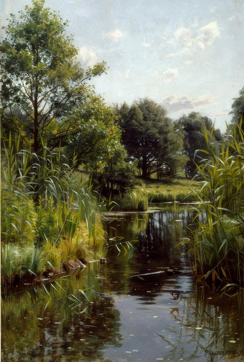 Roseaux au bord du lac - Peder Monsted