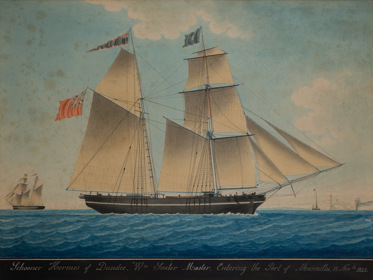 Goélette Hermes de Dundee entrant à Marseille - Pelligure Pelligure