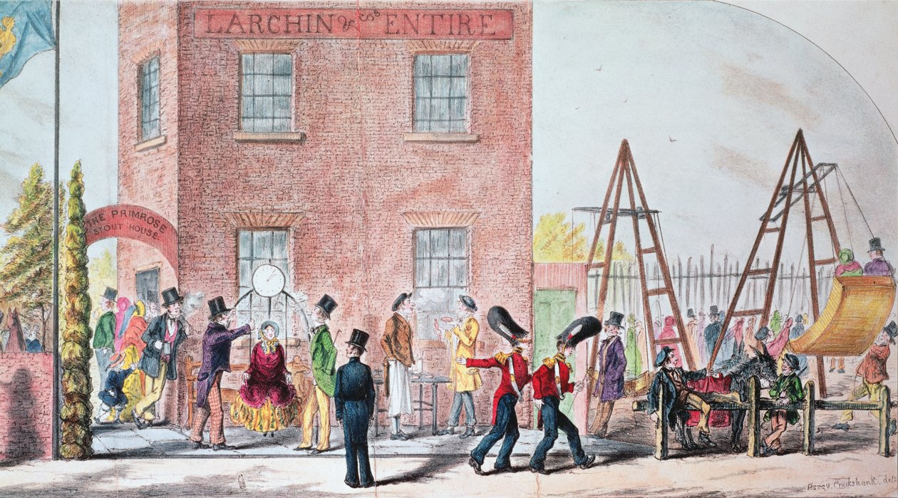 Foire (balançoires) à la taverne Primrose, Chalk Farm - Percy Cruikshank