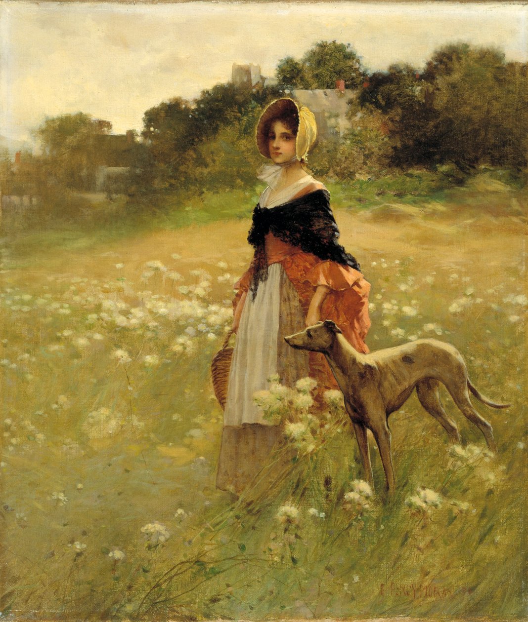 Jeune fille et chien - Percy Moran