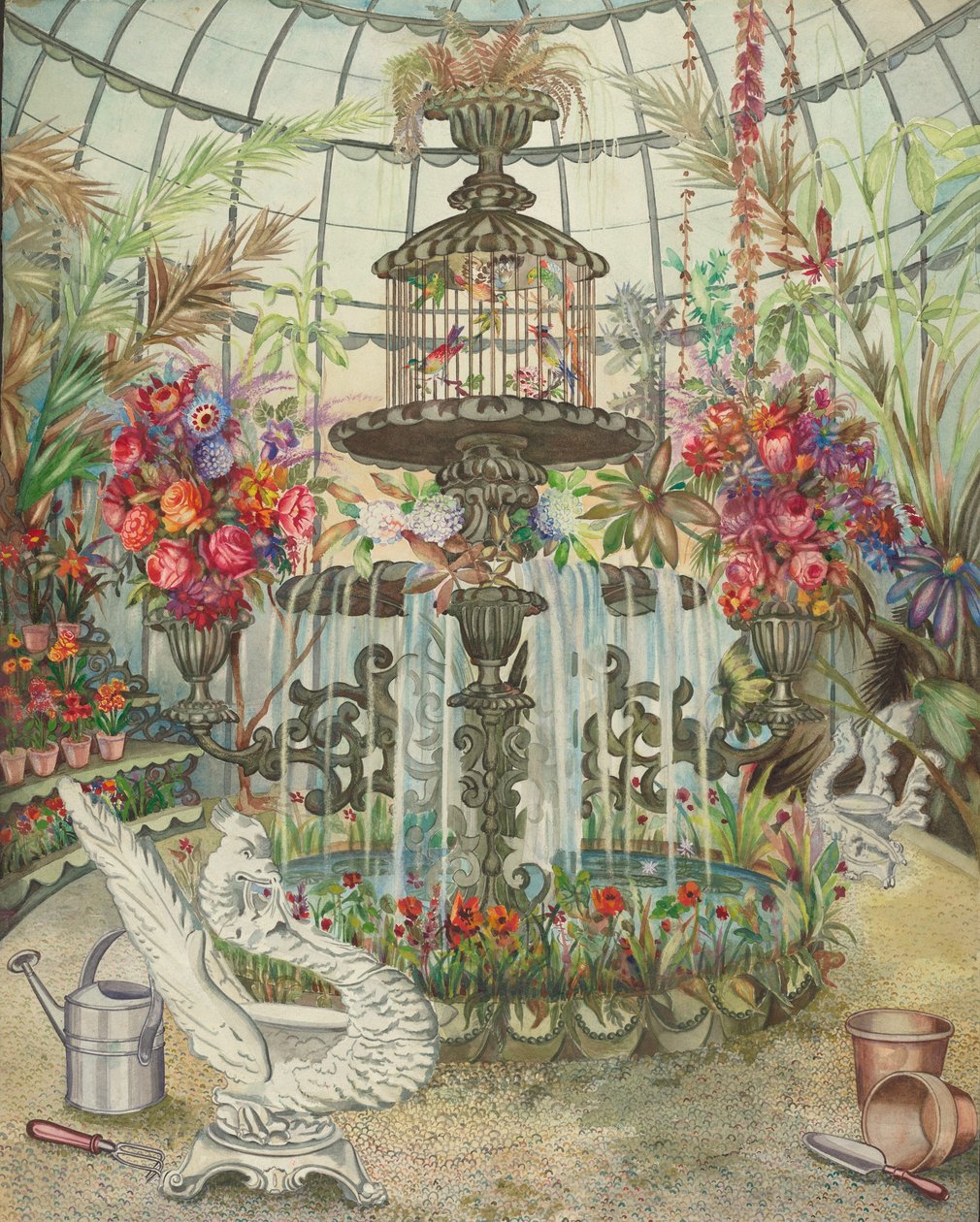 Fontaine de la serre, vers 1938 - Perkins Harnly