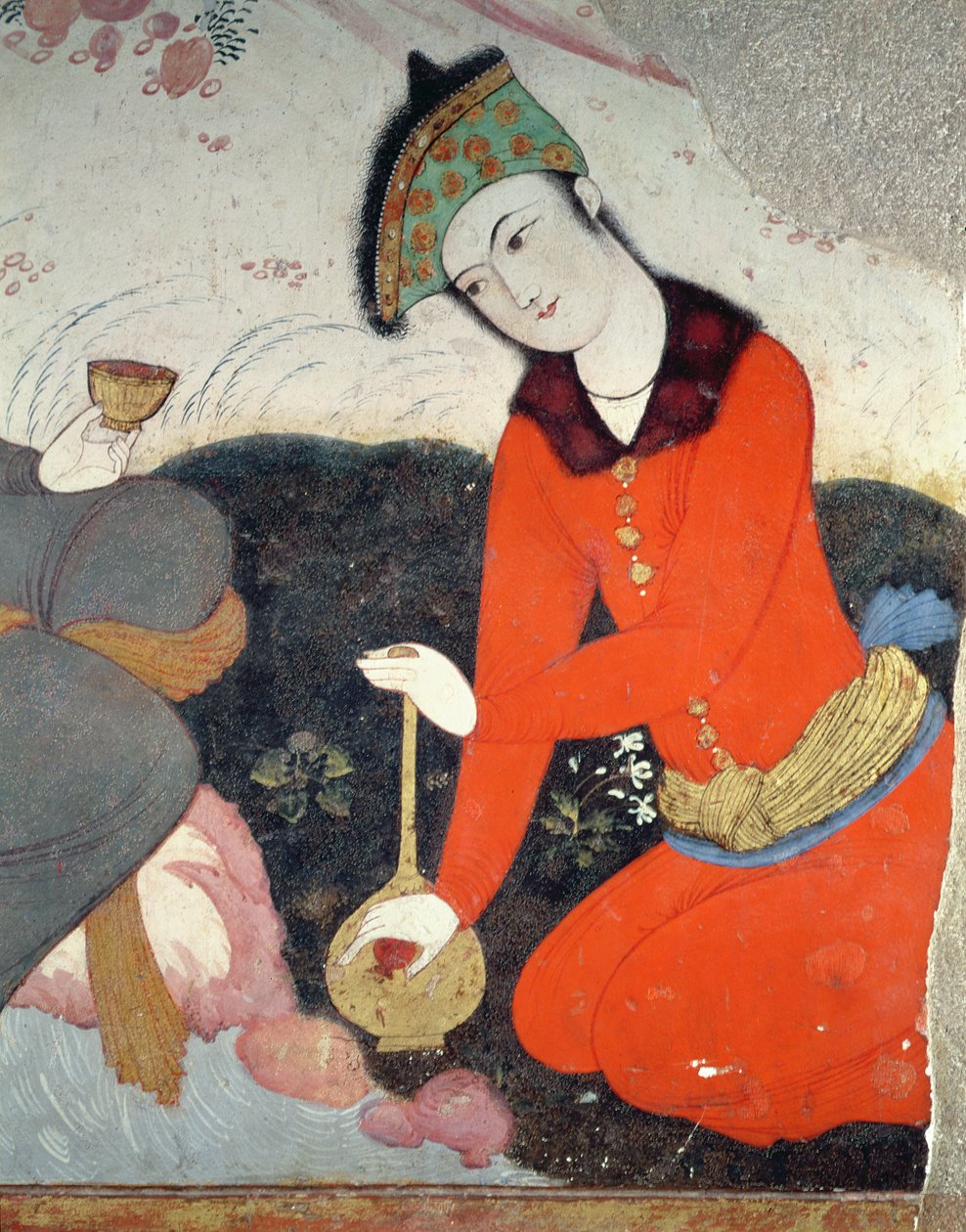 Courtisan à la cour de Shah Abbas I (détail) - Persian School