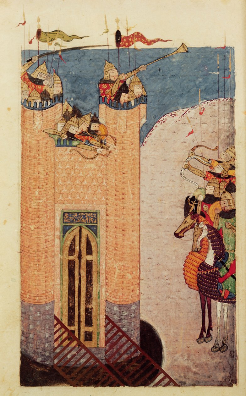 Ms 7926 206 f.149 Mongols assiégeant une citadelle, vers 1252-60 - Persian School