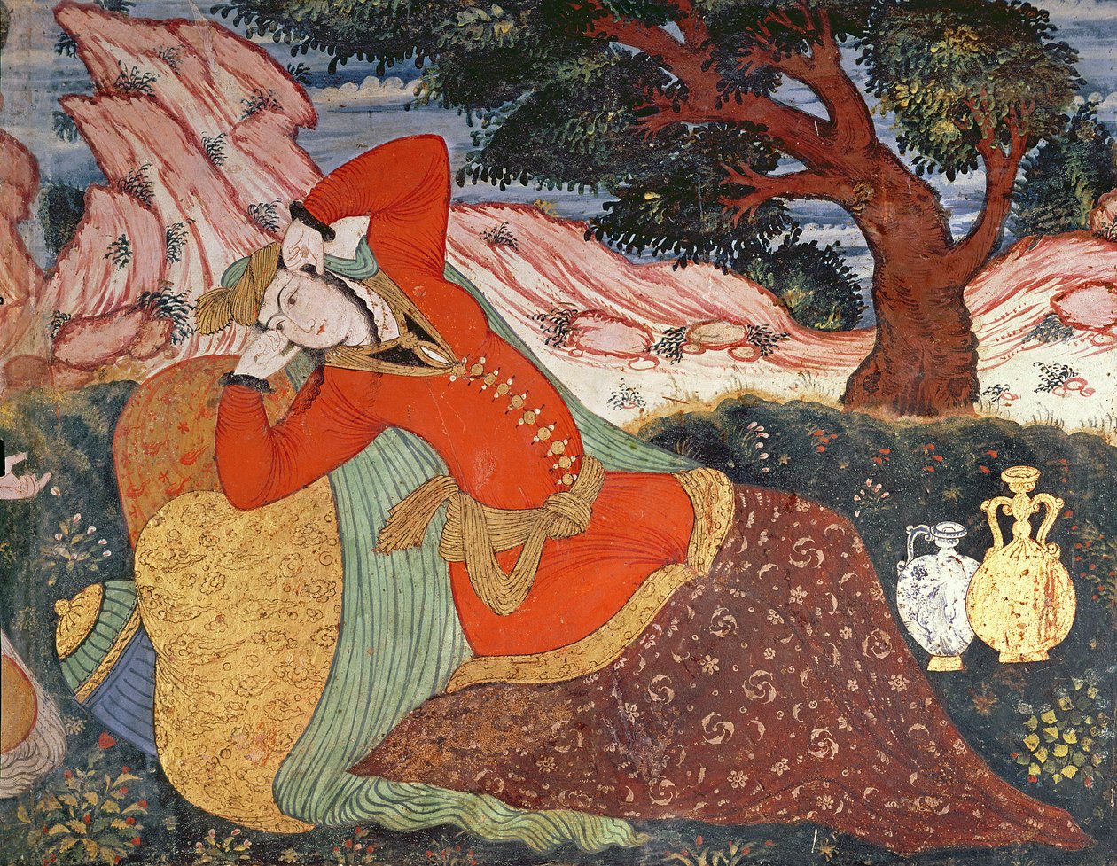 Femme de la cour de Shah Abbas I, 1585-1627 (détail) - Persian School