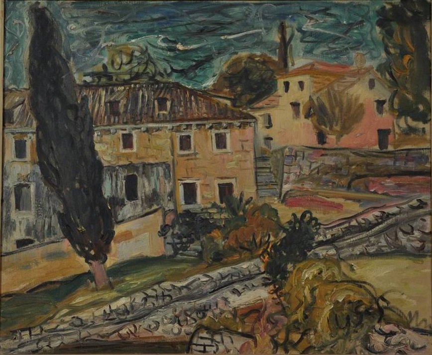 Paysage avec des cyprès, Dalmatie - Petar Dobrovic