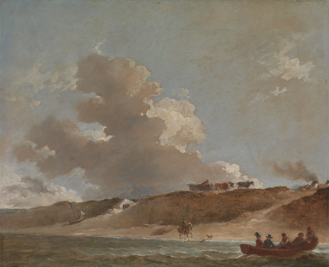 Paysage côtier avec un bac - Francis Bourgeois