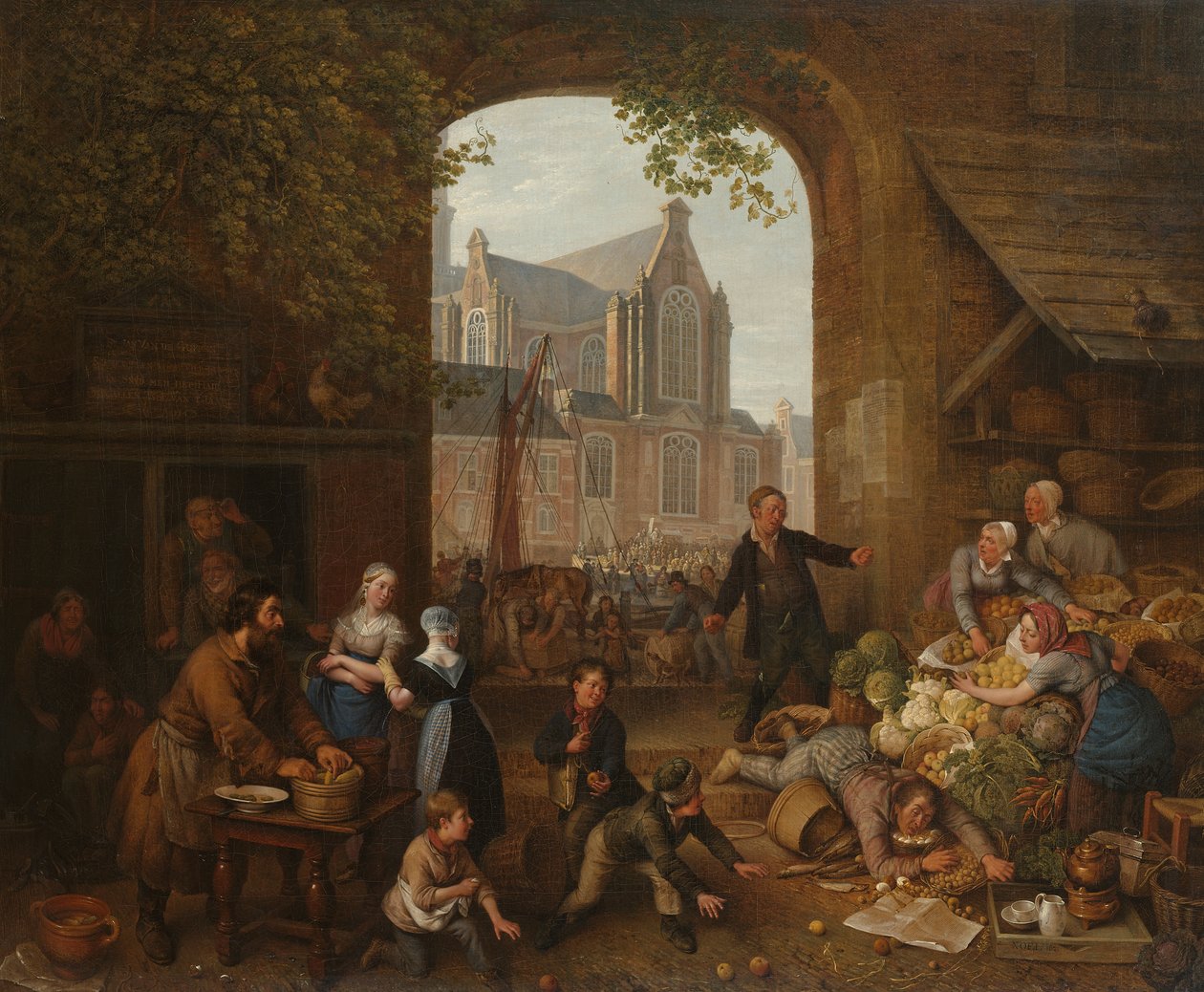 Deux ivrognes sur le marché près de l