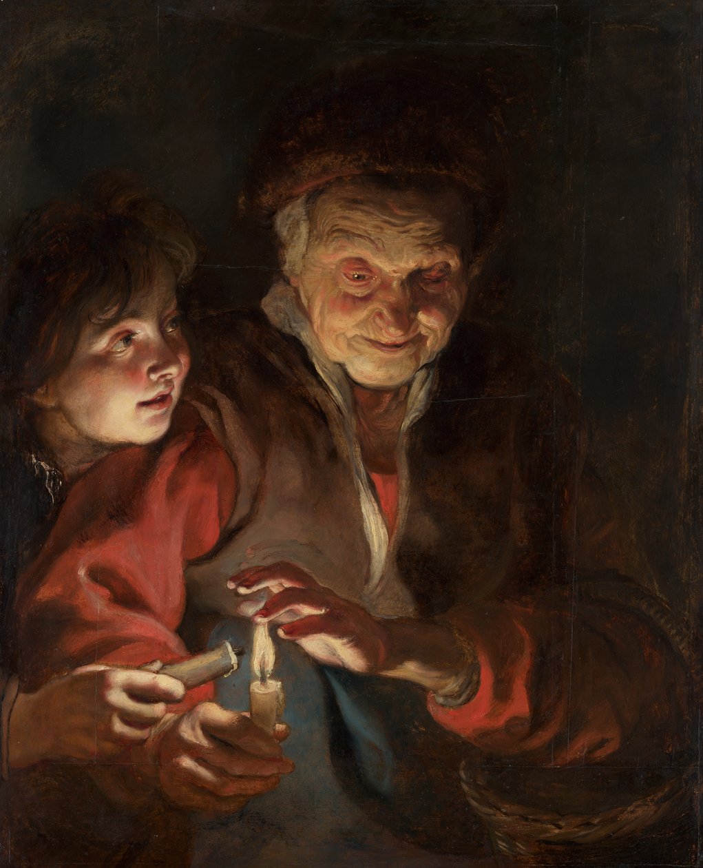 Vieille Femme et Garçon avec des Bougies - Peter Paul Rubens