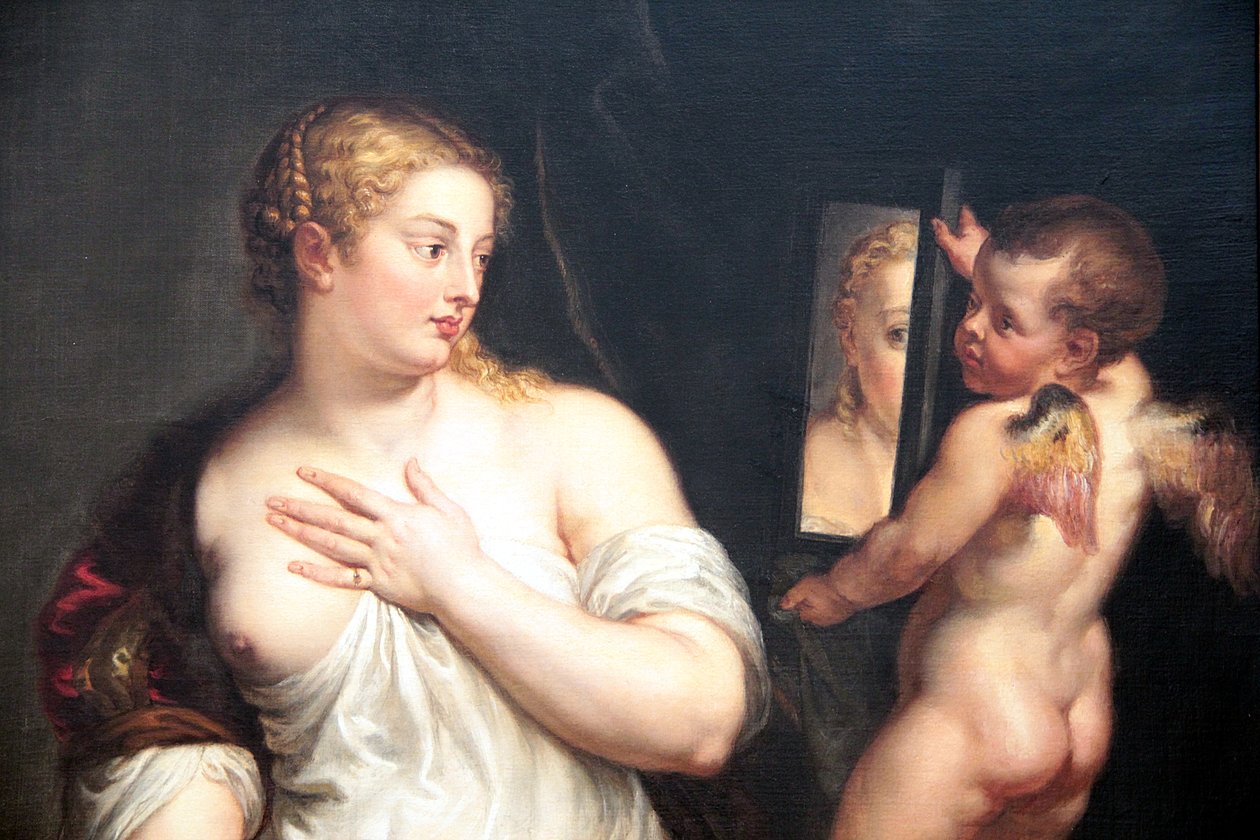Vénus et Cupidon tenant un miroir - Peter Paul Rubens