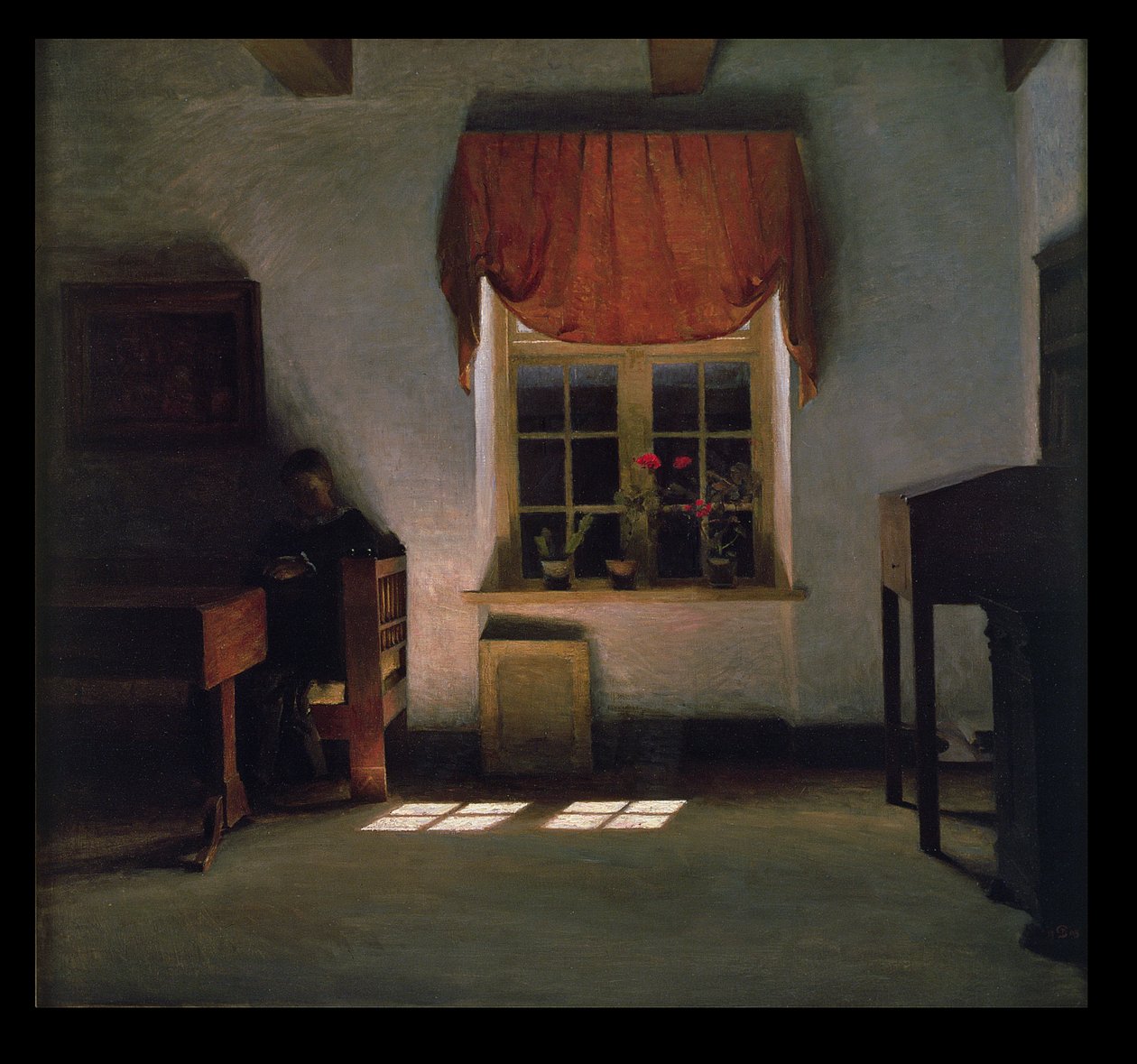 Femme lisant dans un intérieur ensoleillé - Peter Vilhelm Ilsted