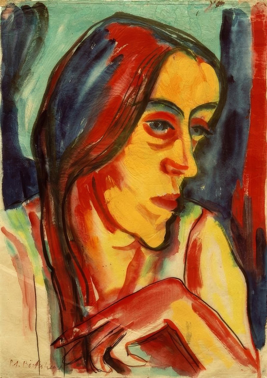 Jeune femme avec tresse foncée (Hanna) - Peter August Böckstiegel