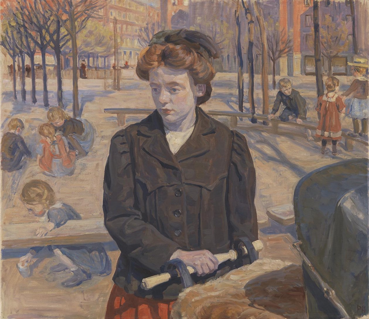 Printemps. Jeune fille avec une poussette - Peter Hansen