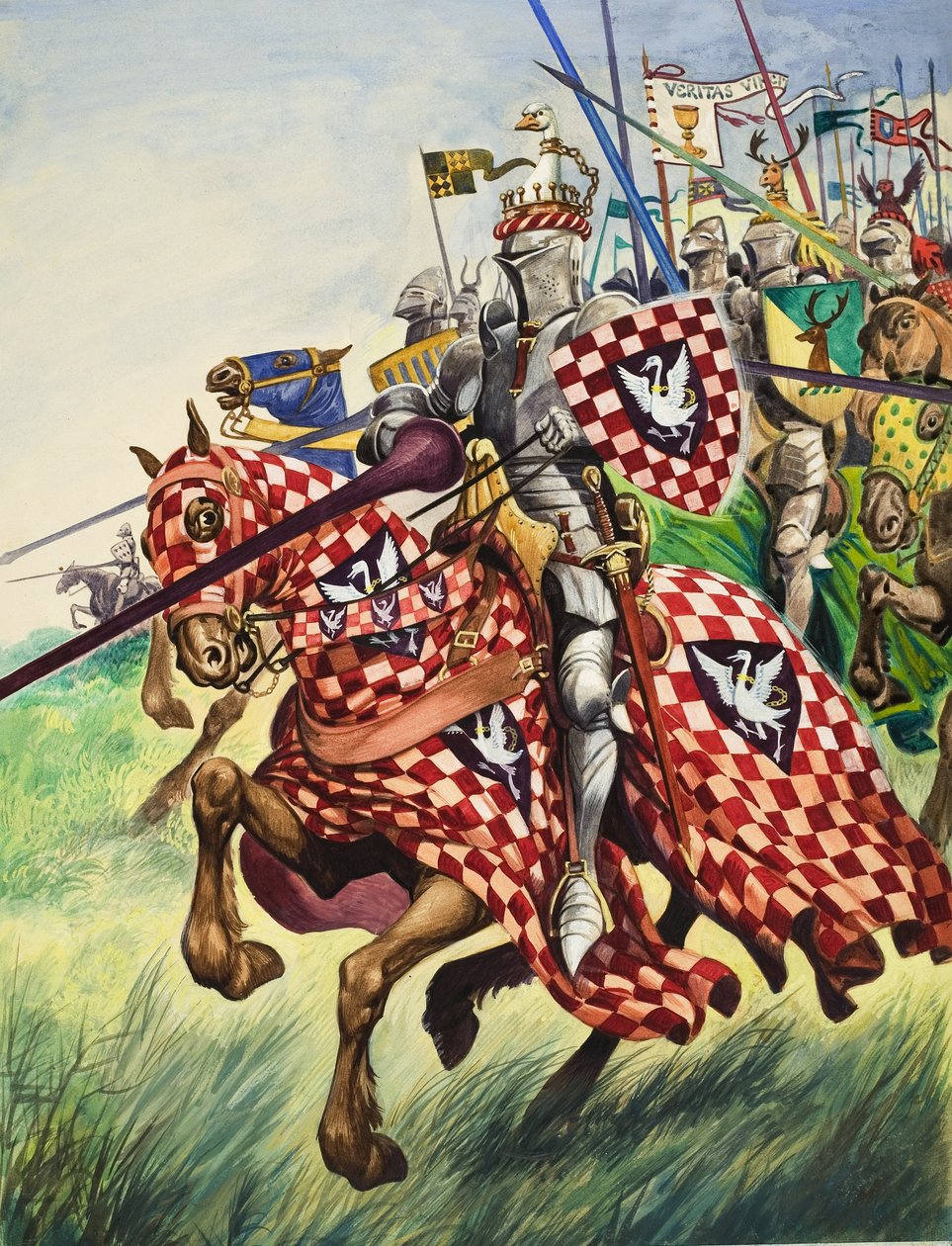 Chevaliers chargeant dans la bataille (gouache sur papier) - Peter Jackson