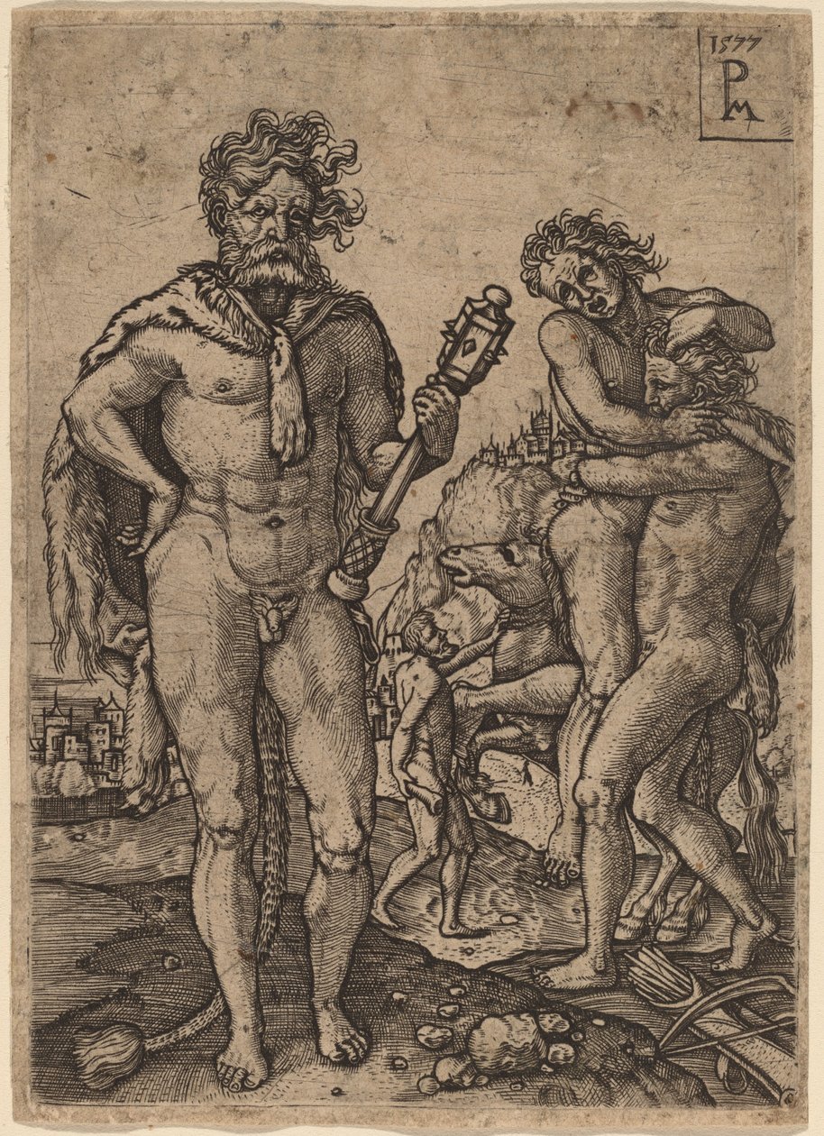 Hercule et Antée - Peter Maes after Heinrich Aldegrever