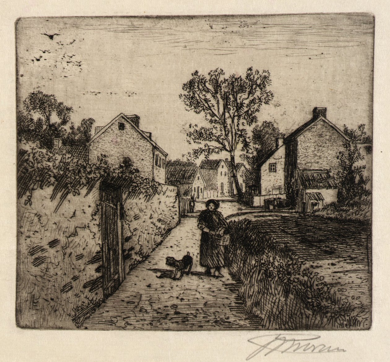 Une scène de village - Peter Moran