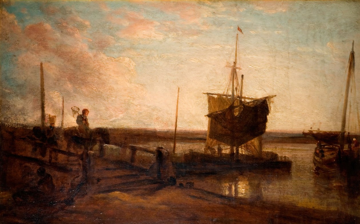 Jetée avec bateaux, 1800-50 - Peter de Wint