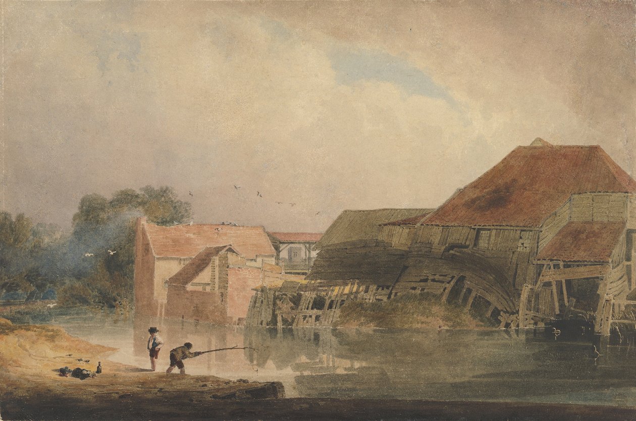 Scène au bord de la rivière, vieux moulin, 1805-1810 - Peter de Wint