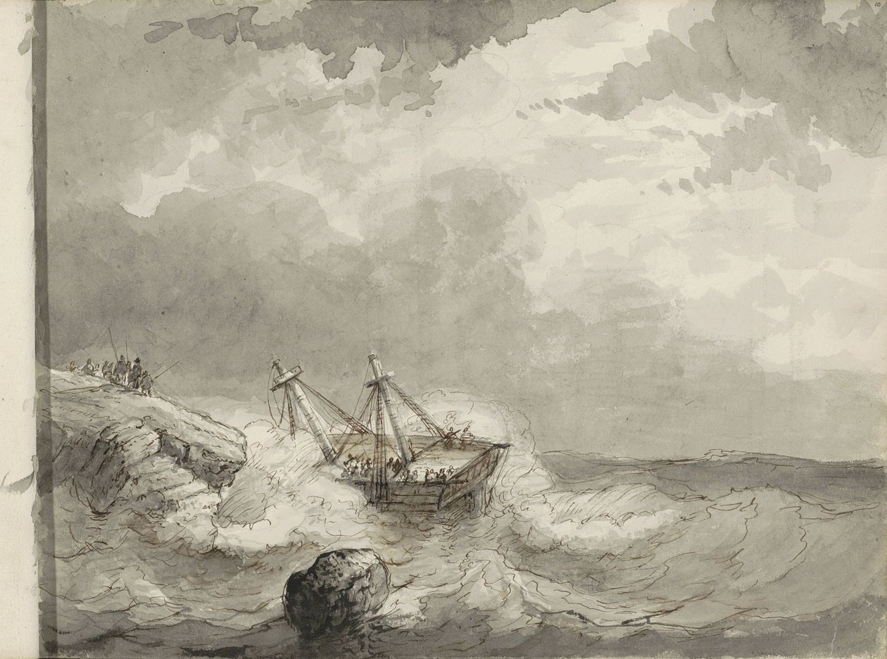 Naufrage sur une côte rocheuse - Petrus Johannes Schotel (circle of)