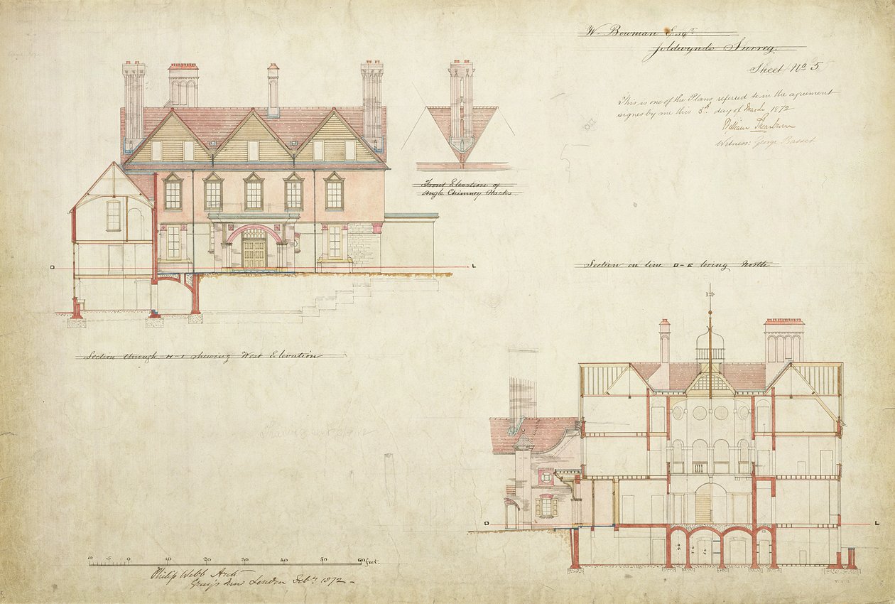 Conception pour Joldwyns, Surrey, 1872 - Philip Webb