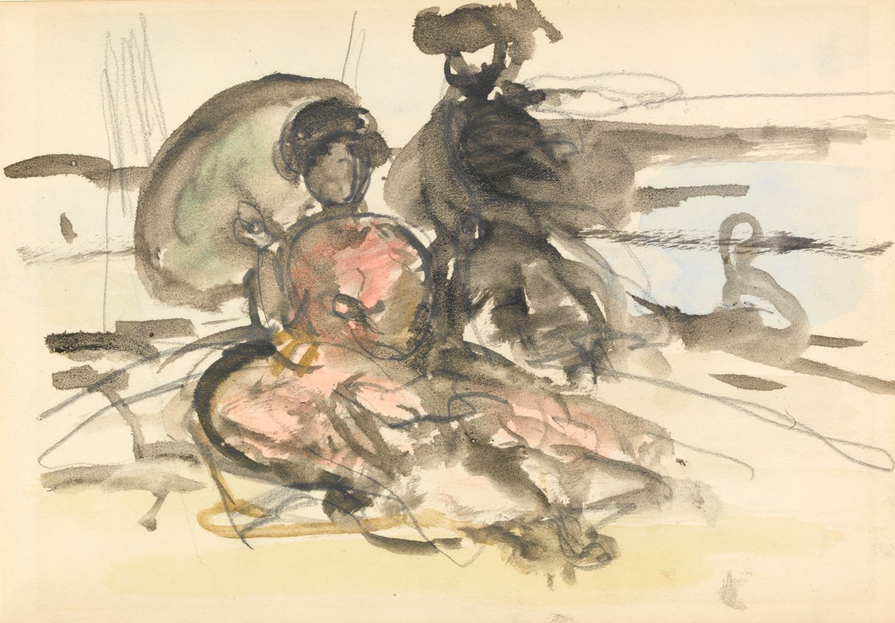 Étude de figure : deux femmes assises sur une rive - Philip Wilson Steer