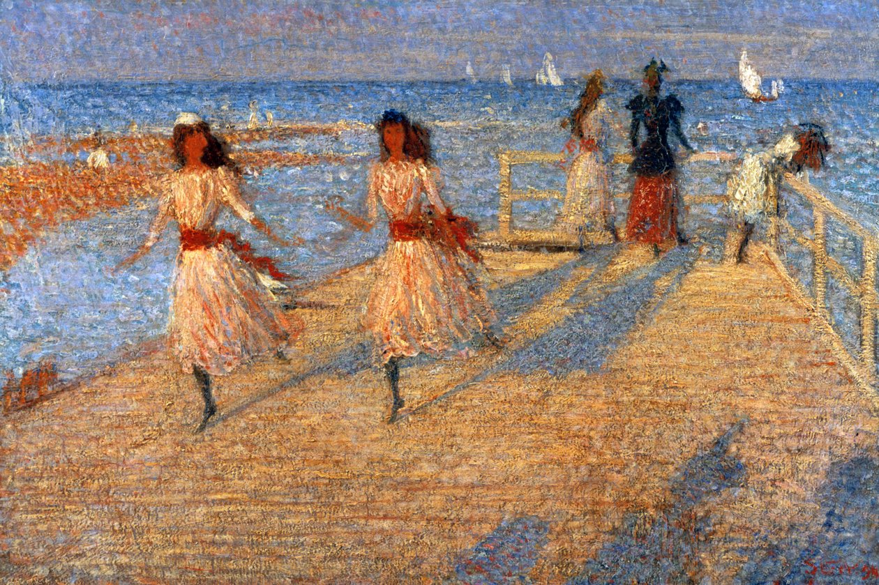 Filles courant, jetée de Walberswick, 1888-1894 - Philip Wilson Steer
