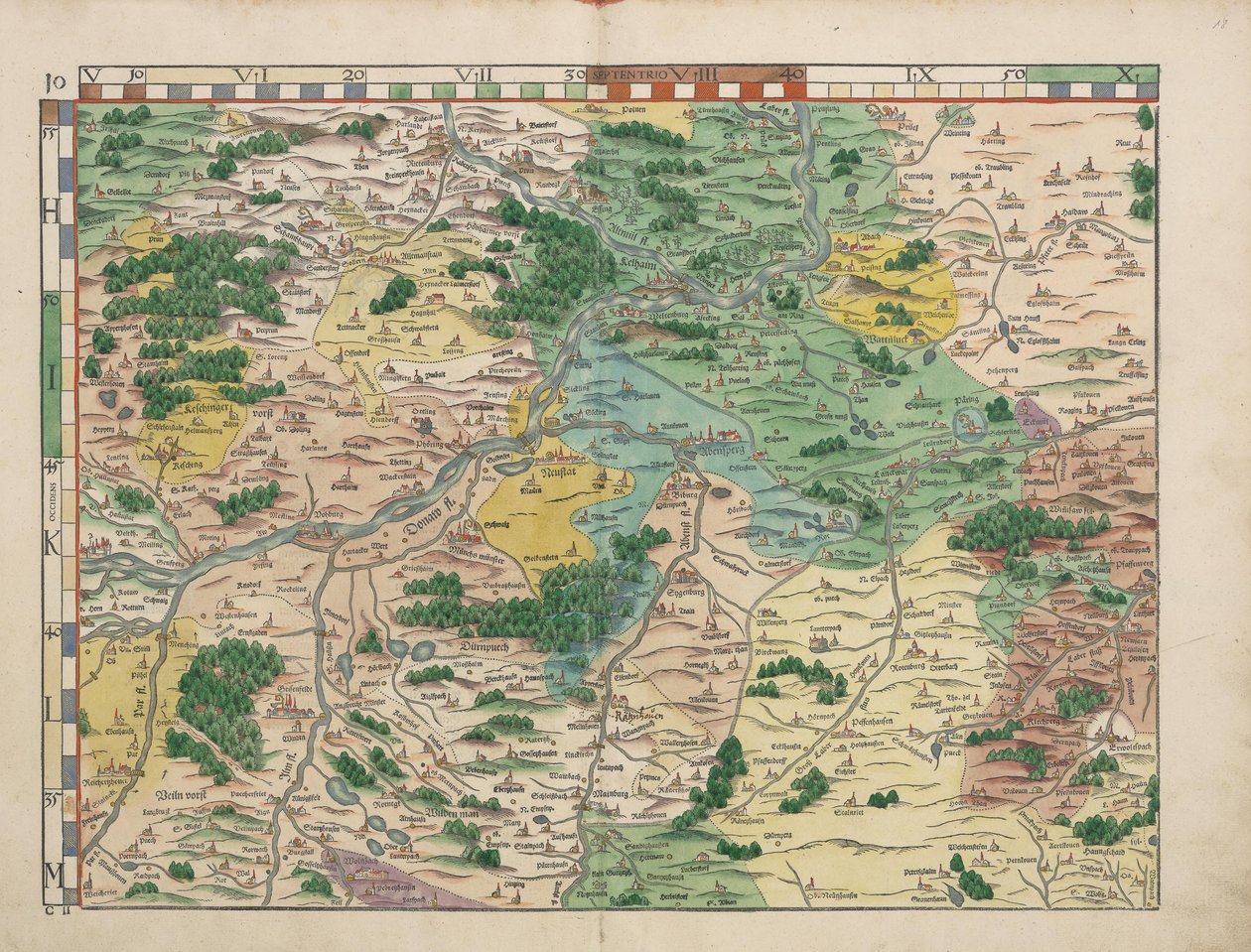 Cartes du pays de Bavière de 1568 (Tableau 10) - Philipp Apian