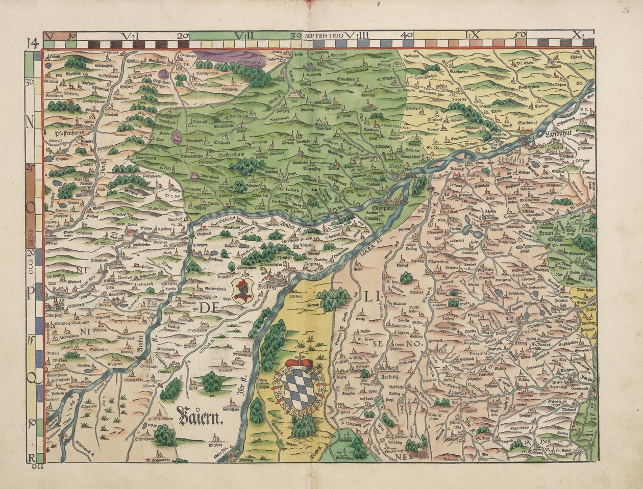 Cartes du pays de Bavière de 1568 (Tableau 14) - Philipp Apian