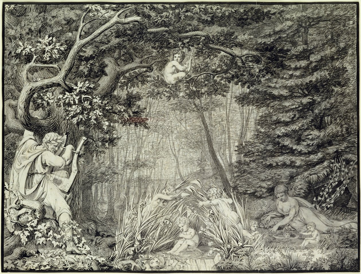 Le poète à la source, 1805 (plume, encre et lavis sur crayon sur papier) - Philipp Otto Runge