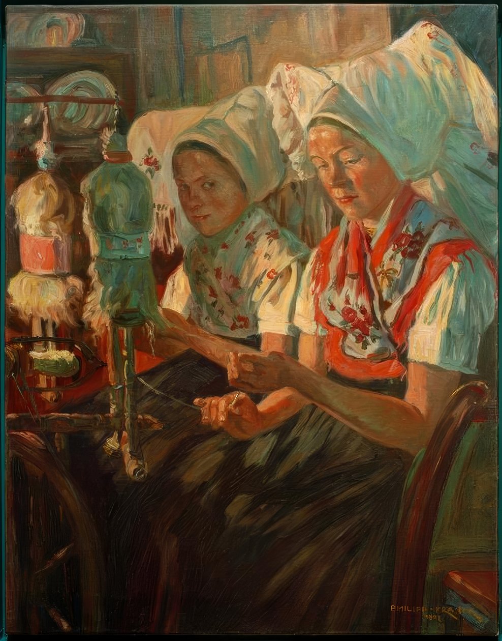 Femmes du Spreewald filant - Philipp Franck