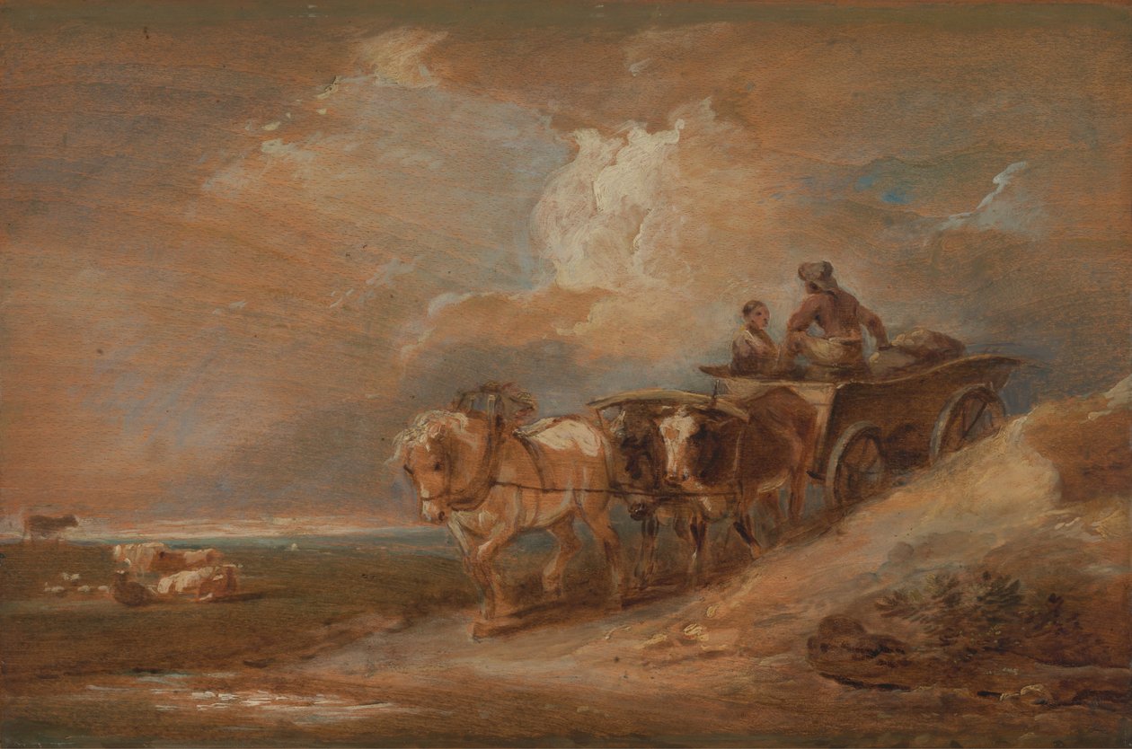 Paysage avec charrette à cheval et bœufs - Philippe Jacques de Loutherbourg