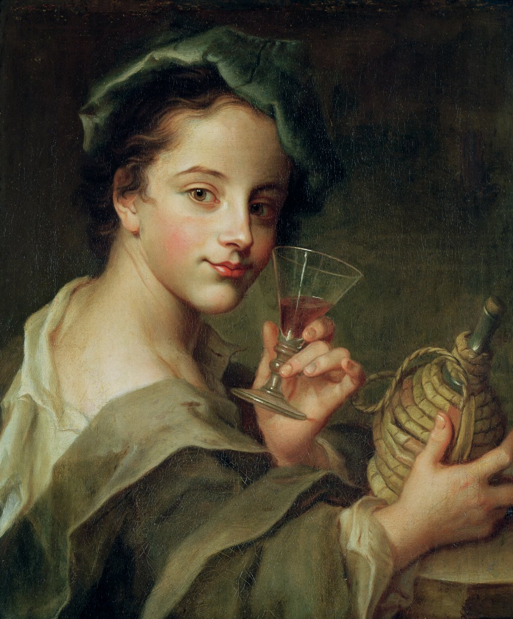 Femme avec un verre de vin - Philippe Mercier