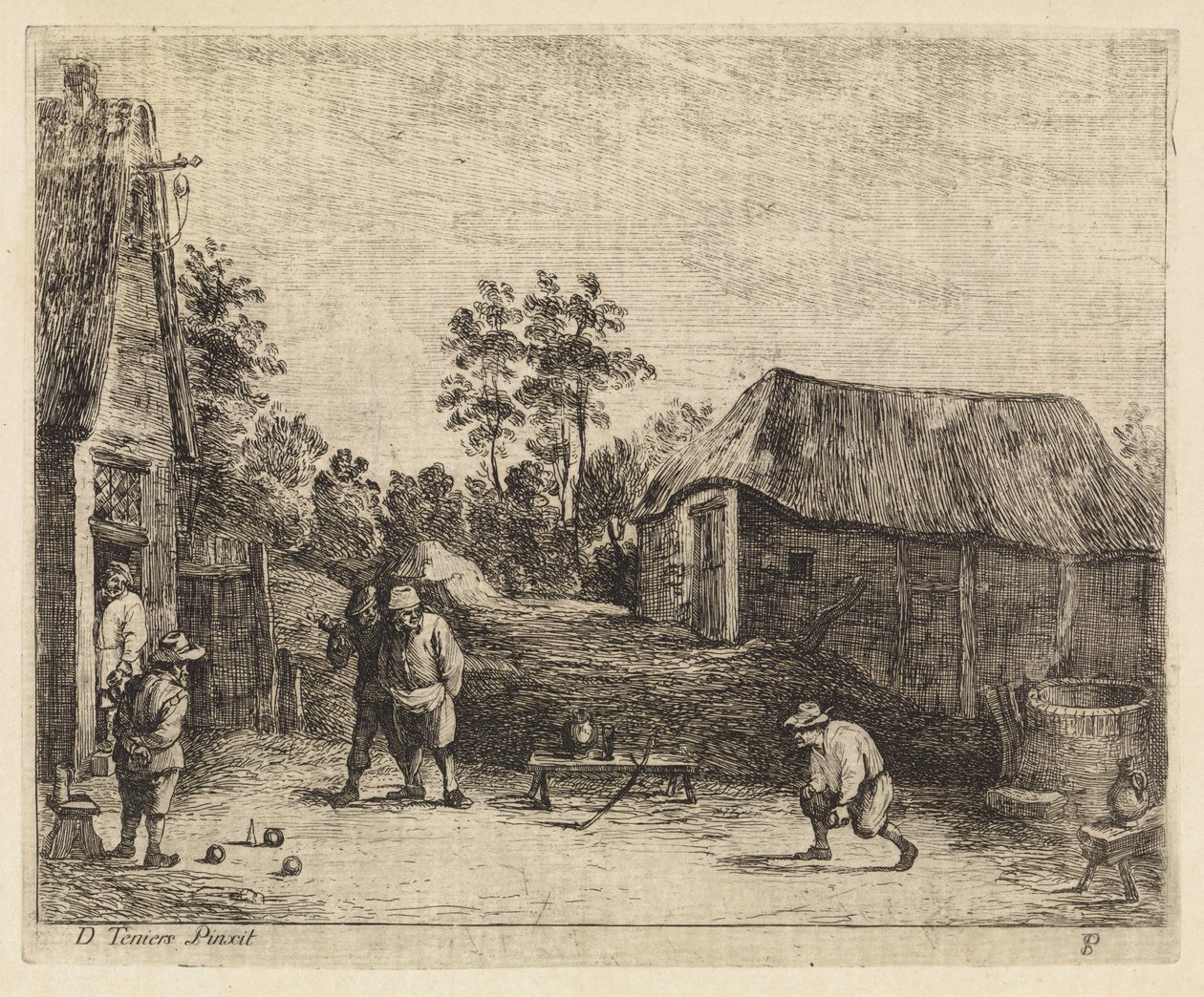Paysans jouant à la pétanque - Philippe Lambert Joseph Spruyt
