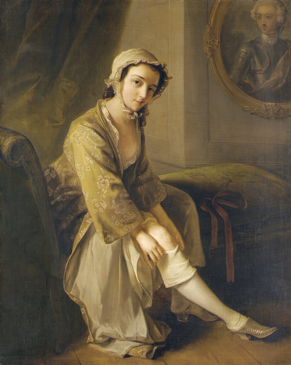 Jeune femme en robe fauve - Philippe Mercier