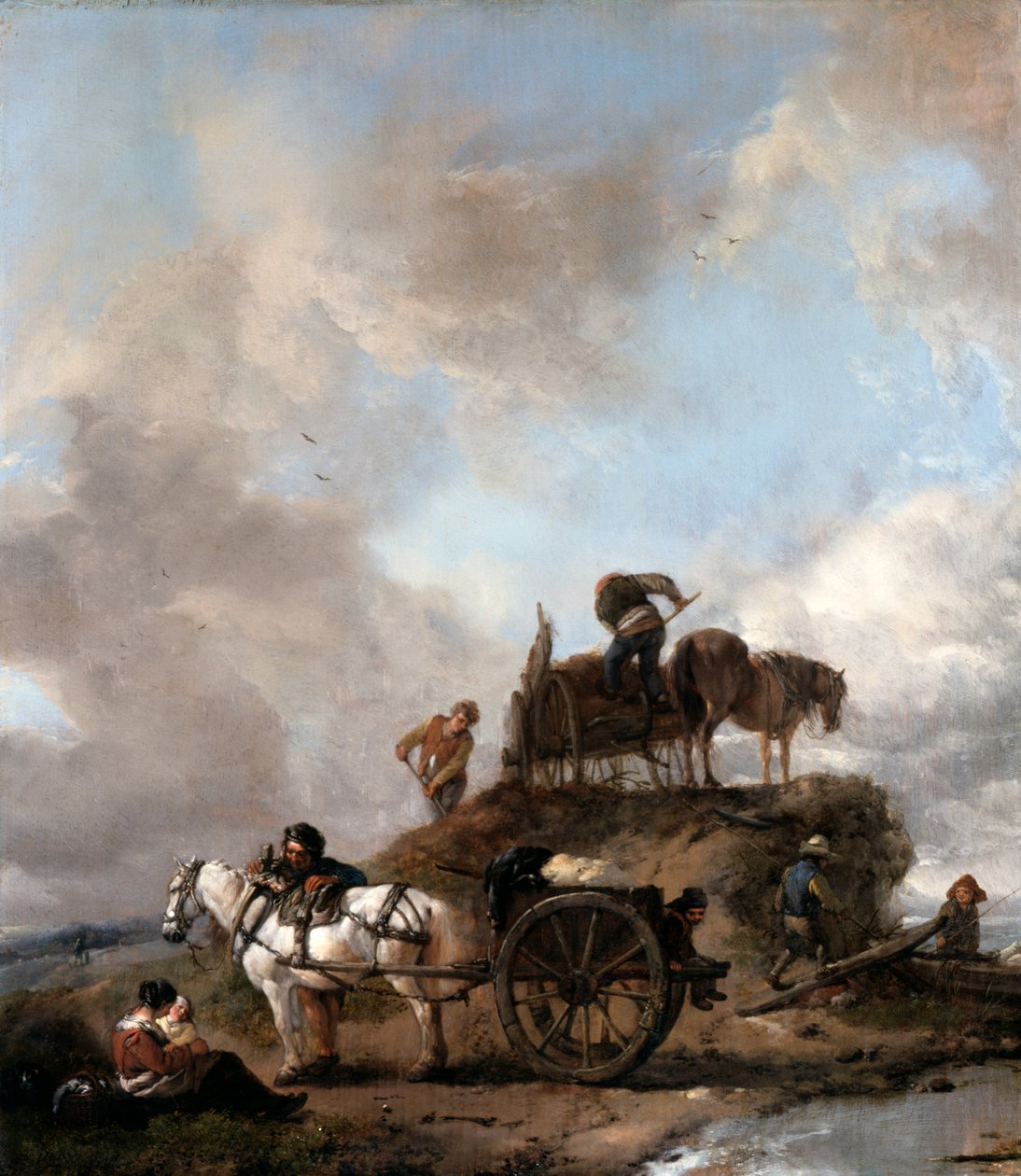 Paysans dans les champs - Récolte de foin - Philips Wouwerman