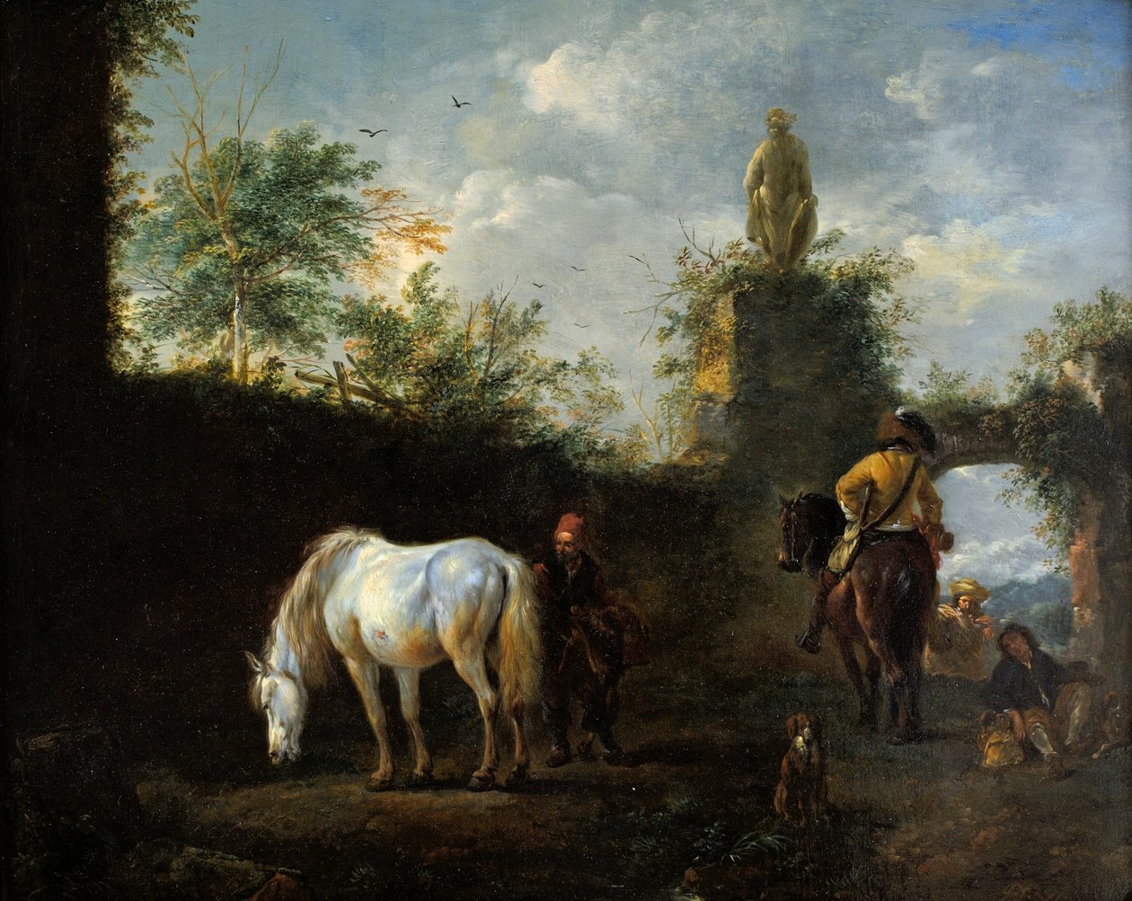 Une partie de fauconnerie, vers 1665 - Philips Wouwerman